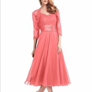 Coral mother of the bride dress